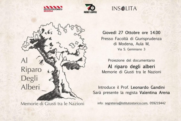 "Al riparo degli alberi", proiezione a Giurisprudenza a Modena